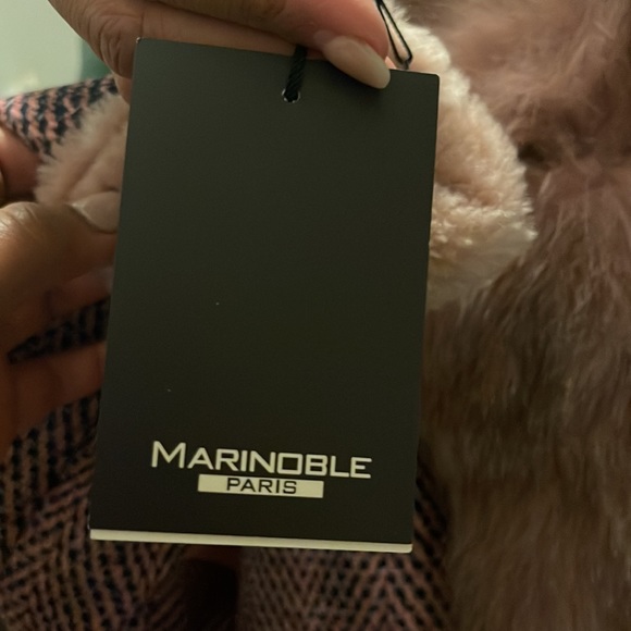 New Multi faux fur / micro suede midi winter coat with snaps and belt. - Picture 7 of 8